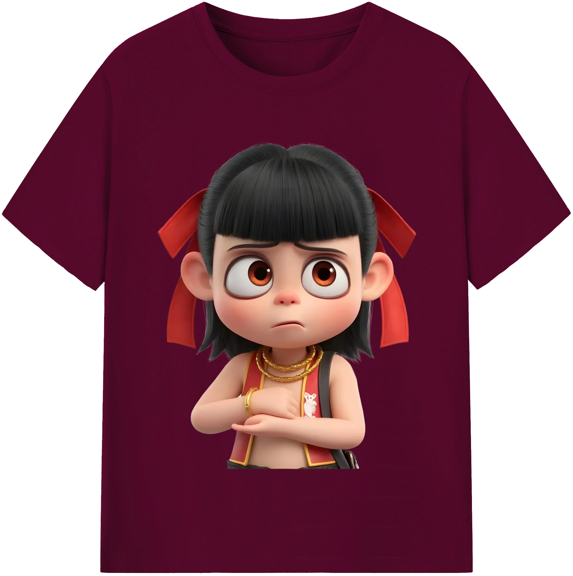 （画像用） Ne Zha 2 ナタ 魔童の大暴れ レディースカジュアルプリントTシャツ（綿100％）
